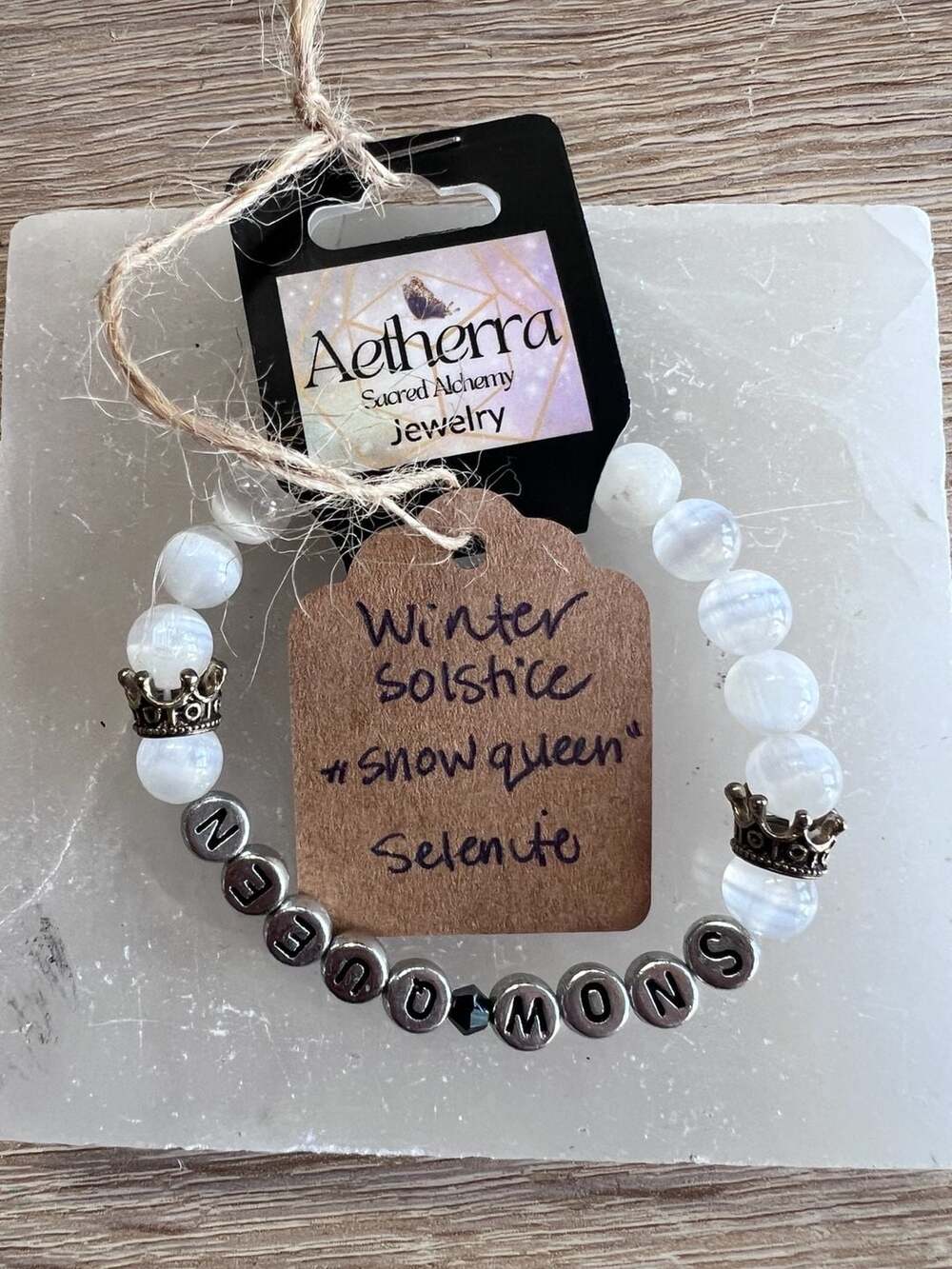 Aetherra Sacred Alchemy Winter Solstice Snow Queen Selenite Bracelet